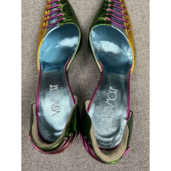 Vita Mori Shoes Eu 37 Us 6.5 Made In Italy 2010 One Of A Kind Metallic 3in Heel - Picture 4 of 16